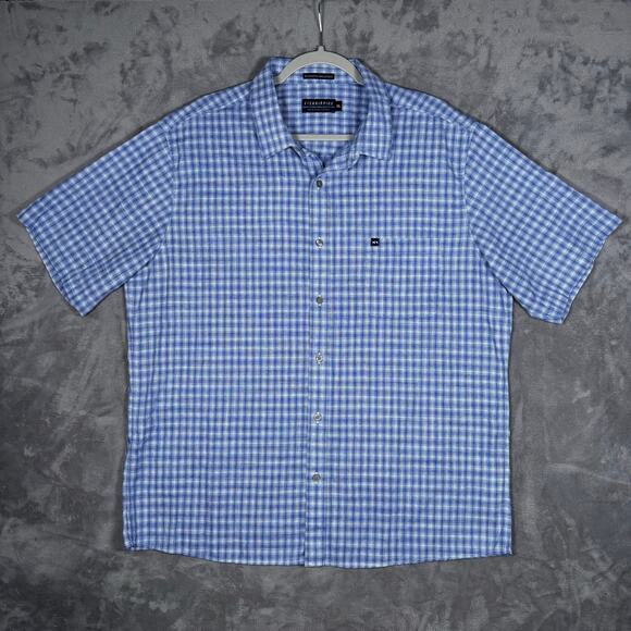 Fish Hippie Rumfront Blue Check Short Sleeve Button Down Shirt XL - Picture 1 of 7